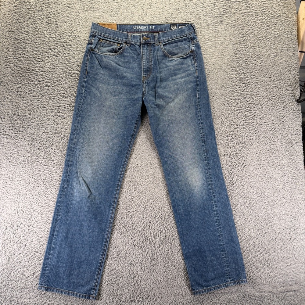 VTG Chaps Jeans Mens 32x32 Blue Cotton Denim Straight Workwear Whiskered Faded